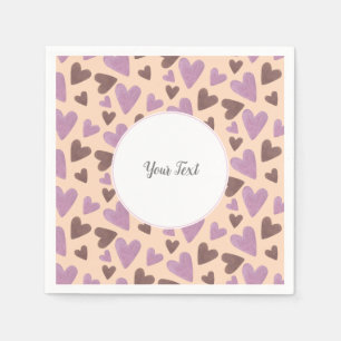 Serviette En Papier Fête de la Saint-Valentin Cœurs Aquarelle Brun Ros