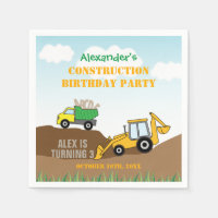 Fête de l'anniversaire du garçon Digger Constructi