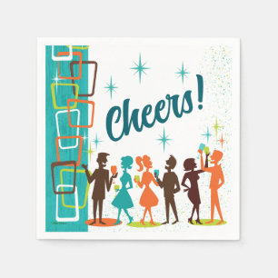 Serviette En Papier Fête de l'engagement Cocktails modernes du milieu 