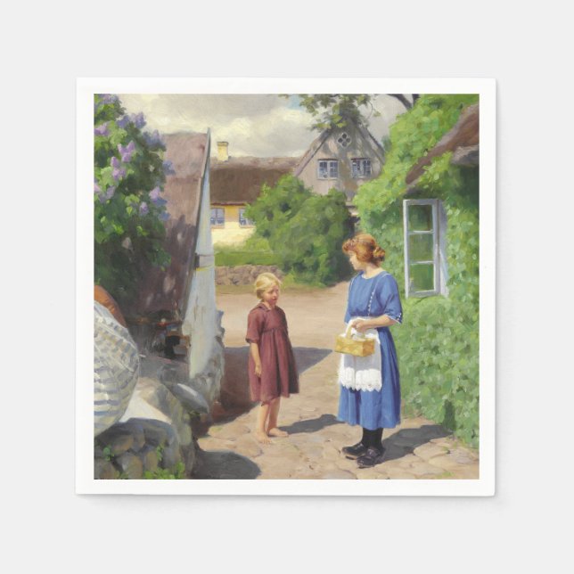 Serviette En Papier Fête de l'été au Danemark (mère et fille) (Devant)