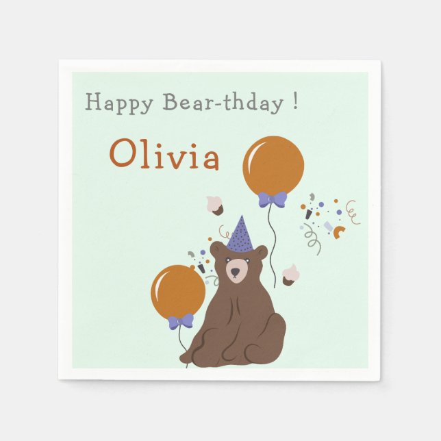 Serviette En Papier Fête de l'Ours Anniversaire (Devant)