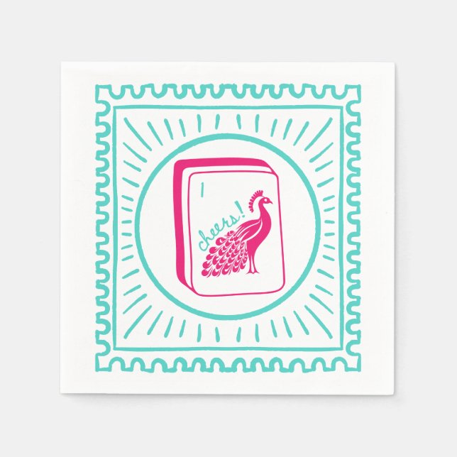 Serviette En Papier Fête de Mahjong Bird Bam Cheers (Devant)
