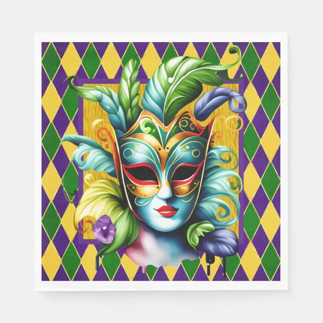 Serviette En Papier Fête de Mardi Gras (Devant)
