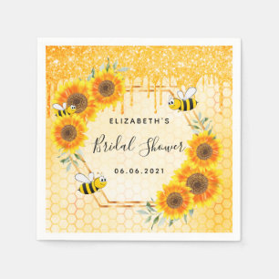 Serviette En Papier Fête de mariage abeille bourdon paillettes dorées 