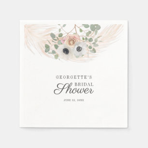 Serviette En Papier Fête de mariage aquarelle Herbe des Pampas Florale