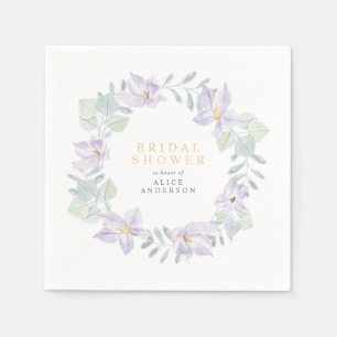 Serviette En Papier Fête de Mariage aux Élégantes Fleurs Violettes à l