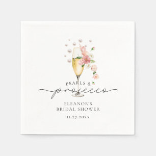 Serviette En Papier Fête de mariage aux perles florales roses et prose
