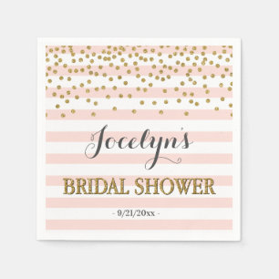 Serviette En Papier Fête de mariage avec confettis à rayures rose et o
