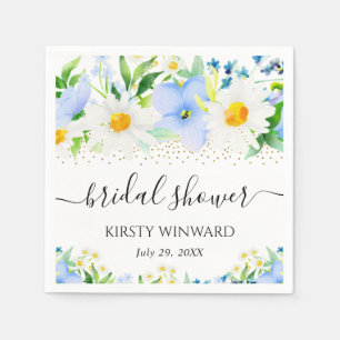 Serviette En Papier Fête de mariage avec fleurs bleues et marguerites