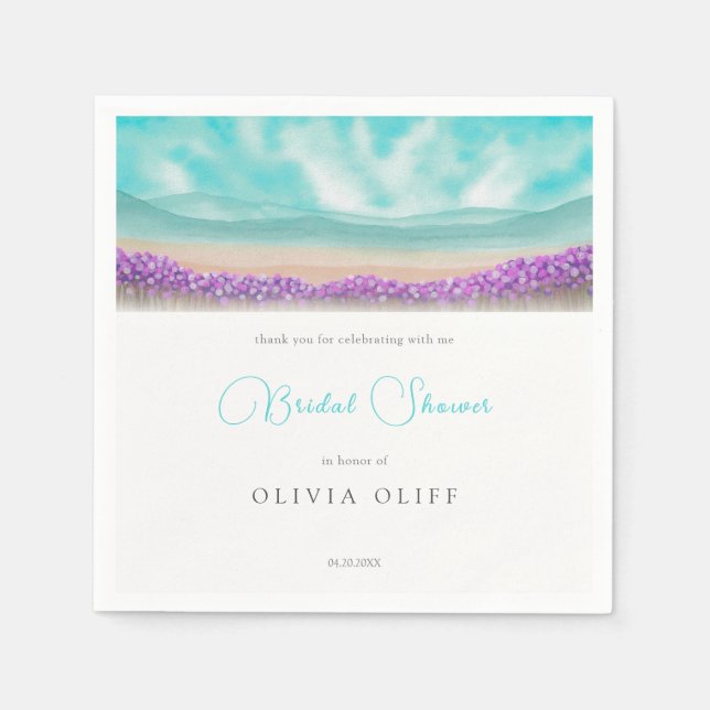 Serviette En Papier Fête de mariage Azure Coast en fleurs (Devant)