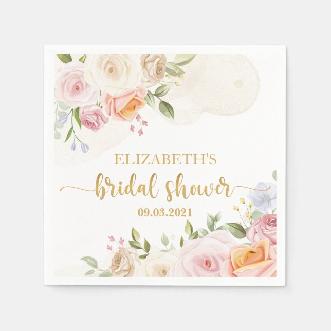 Serviette En Papier Fête de mariage Blush Pink Bloom (Devant)