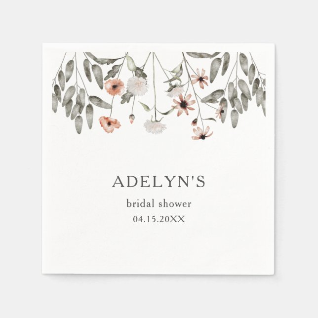 Serviette En Papier Fête de mariage bohème aux fleurs sauvages (Devant)