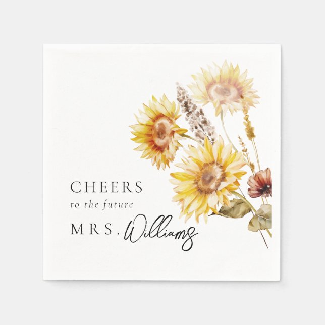 Serviette En Papier Fête de mariage bohème moderne tournesol fleur sau (Devant)