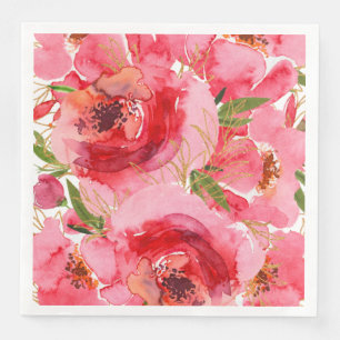 Serviette En Papier Fête de mariage carré aquarelle florale 