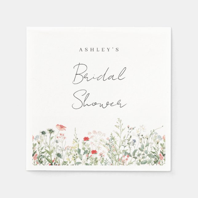 Serviette En Papier Fête de mariage champêtre avec fleurs sauvages (Devant)