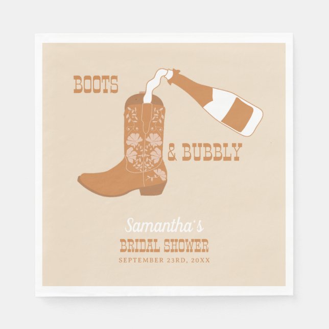 Serviette En Papier Fête de mariage champêtre Boots Bubbly Rustique We (Devant)