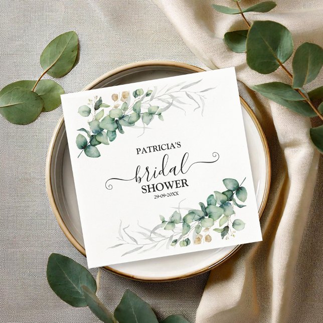 Serviette En Papier Fête de mariage champêtre Eucalyptus (Créateur téléchargé)