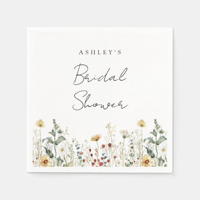 Serviette En Papier Fête de Mariage Champêtre Fleurie d'Été (Devant)