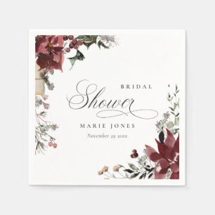 Serviette En Papier Fête de mariage champêtre hivernal sombre et chale