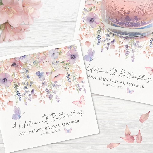Serviette En Papier Fête de mariage champêtre papillon (Butterfly Wildflower Bridal Shower Napkins )
