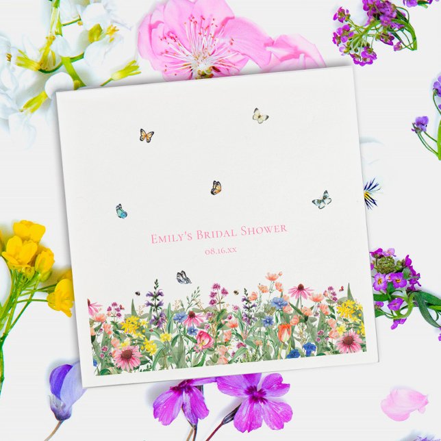 Serviette En Papier Fête de mariage champêtre papillons et fleurs  (Créateur téléchargé)