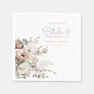Serviette En Papier Fête de mariage chic aux pétales de teal et fleurs