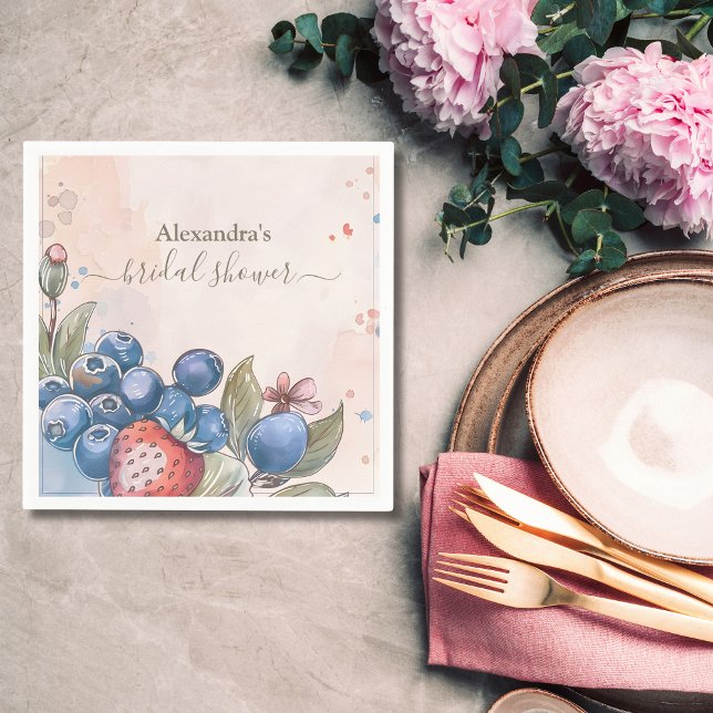 Serviette En Papier Fête de mariage Chic Berry Sweet Strawberry (Créateur téléchargé)