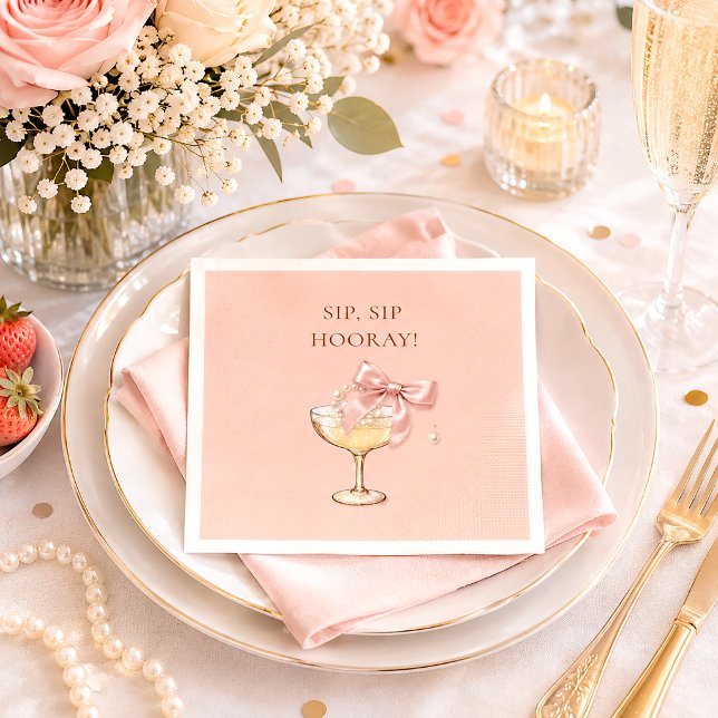 Serviette En Papier Fête de mariage Coquette Perles & Prosecco (Créateur téléchargé)