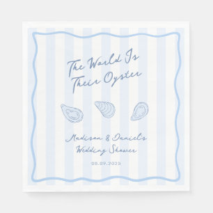 Serviette En Papier Fête de mariage de douche de huîtres bleue et blan