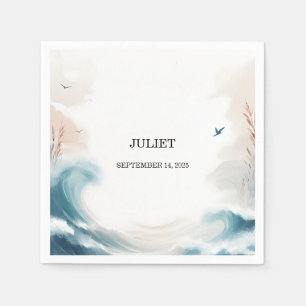 Serviette En Papier Fête de mariage d'été plage océan eau bleue