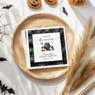 Serviette En Papier Fête de mariage d'Halloween Love Is Brewing