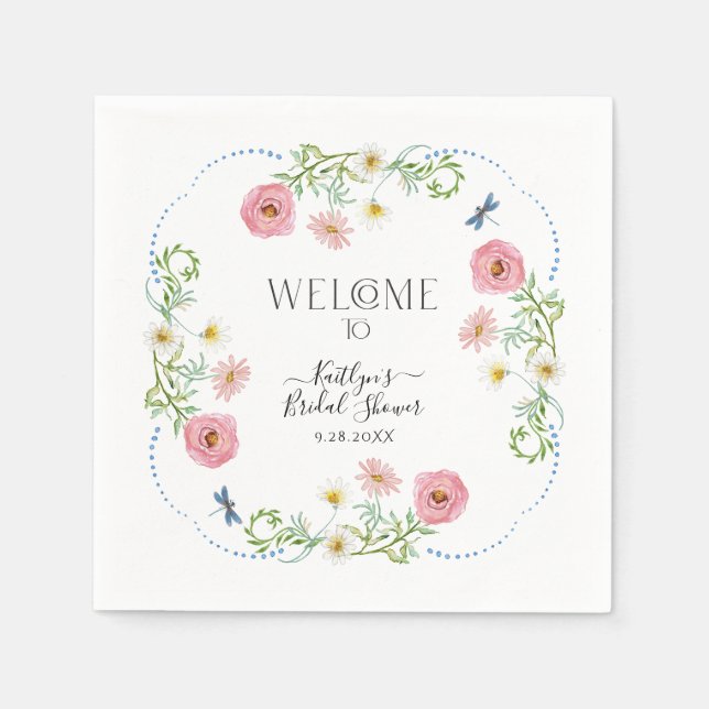 Serviette En Papier Fête de mariage élégante et bohème avec fleurs sau (Devant)