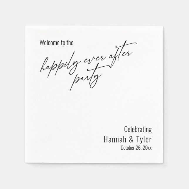 Serviette En Papier Fête de Mariage Élégante et Simple Typographie (Devant)