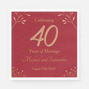 Serviette En Papier Fête de mariage élégante pour les 40 ans de rubis