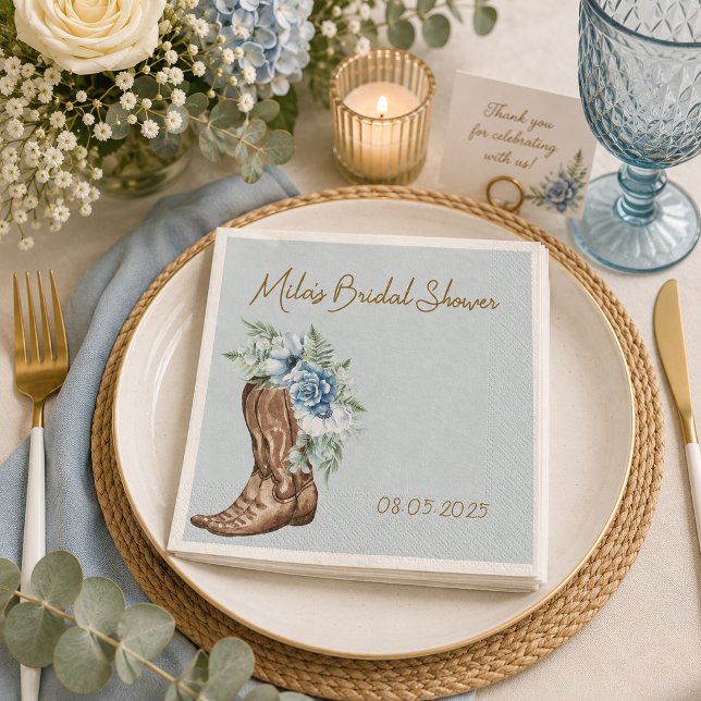 SERVIETTE EN PAPIER FETE DE MARIAGE FLEURIE COWBOY (Créateur téléchargé)