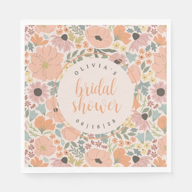 Serviette En Papier Fête de mariage floral (Devant)