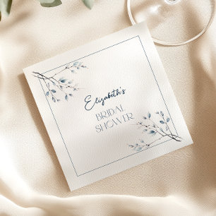 Serviette En Papier Fête de mariage floral bleu hiver botanique