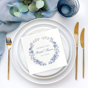 Serviette En Papier Fête de mariage Floral Bleu Poussiéreux