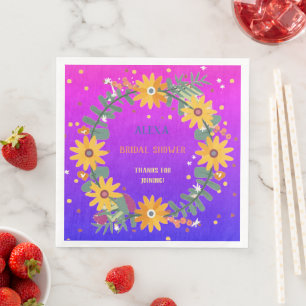 Serviette En Papier Fête de mariage floral botanique multicolore