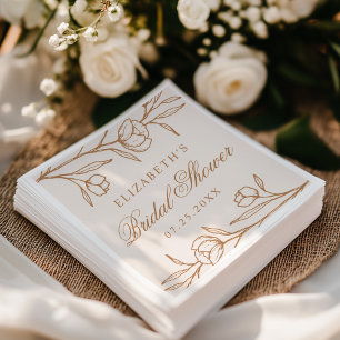 Serviette En Papier Fête de mariage Floral esquissé et cuivre aux aman