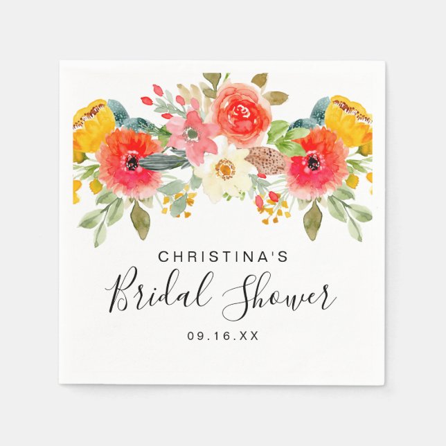 Serviette En Papier Fête de mariage floral estivale lumineuse (Devant)