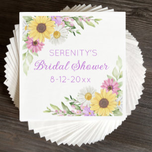 Serviette En Papier Fête de mariage Floral Fleur sauvage Tournesol Mar