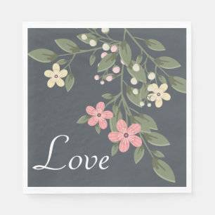 Serviette En Papier Fête de mariage Floral Grey Rose