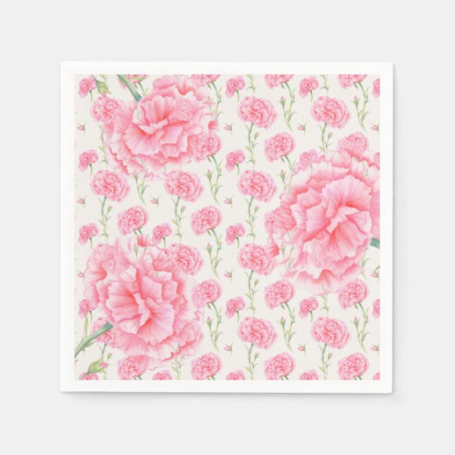 Serviette En Papier Fête de mariage floral Œillet rose  (Devant)