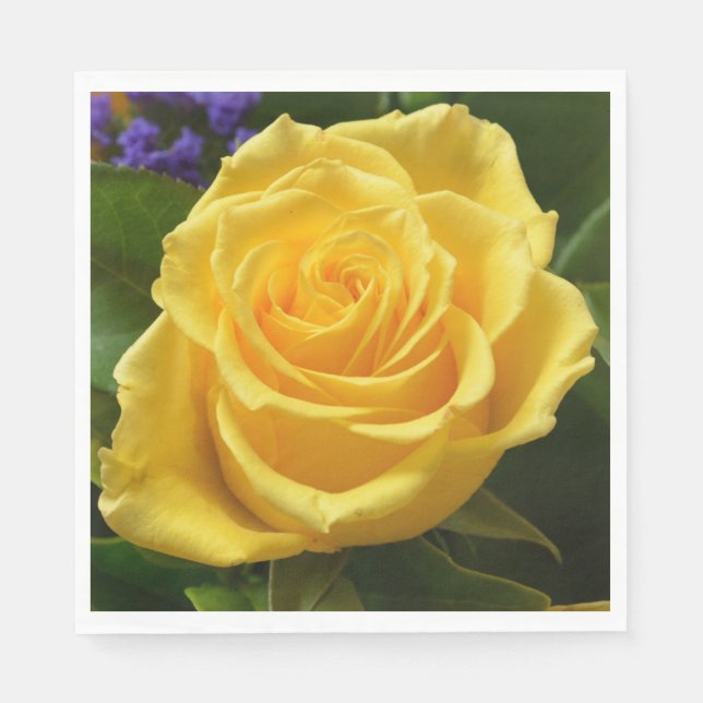 Serviette En Papier Fête de mariage Floral Rose Jaune (Devant)
