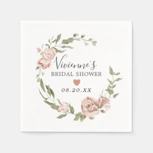 Serviette En Papier Fête de mariage floral rose poudré