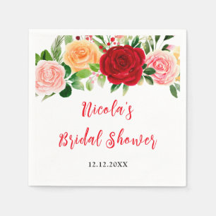 Serviette En Papier Fête de mariage floral Roses romantiques