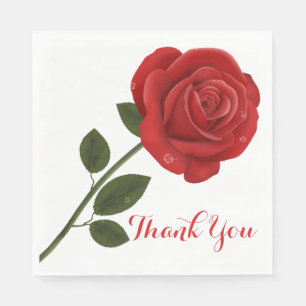Serviette En Papier Fête de mariage Floral Rouge Rose Merci