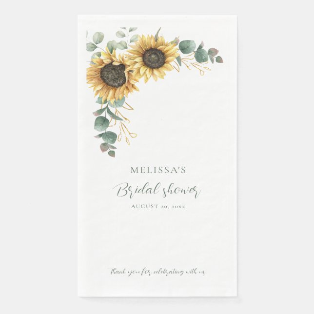 Serviette En Papier Fête de mariage Floral Soleil Eucalyptus (Devant)