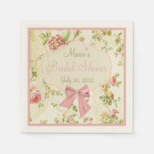Serviette En Papier Fête de mariage Floral Vintage avec Nœud en Péché